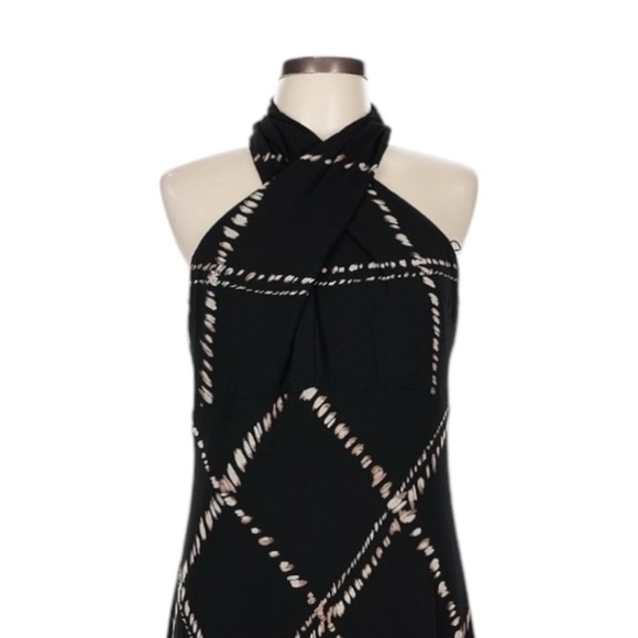 Donna Karan New York NWT Size 10 Black Geometric Halter Maxi Dress Cocktail Gown - Picture 3 of 11